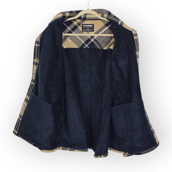 XXL NEW Dakine Shirt-Jac Shacket Chore Barn Snap Navy Khaki Plaid Flannel - Picture 5 of 14